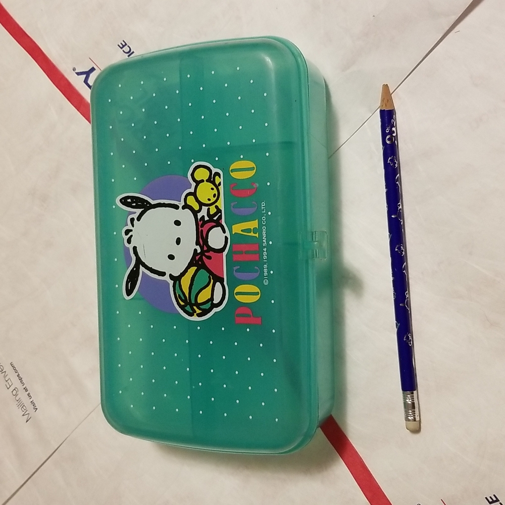 Vintage Sanrio Pochacco Pencil Box and Pencil